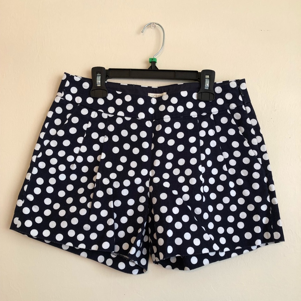 J. Crew navy and white polka dot shorts